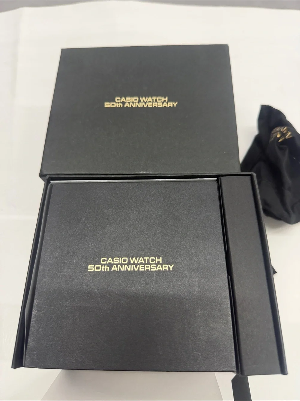 Casio Digital Watch in Black and Gold with Metal Bracelet 50th Anniversary